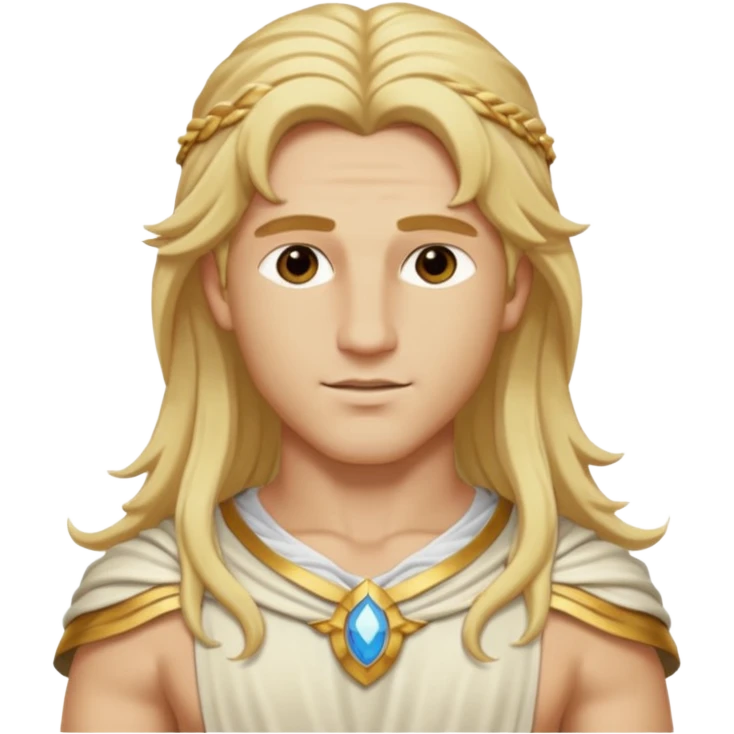Adonis, God of Beauty from Gods and Goddesses with long golden blonde hair, cream outfit emoji