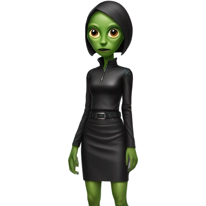 reptilian alien woman in Black leather mini skirt emoji