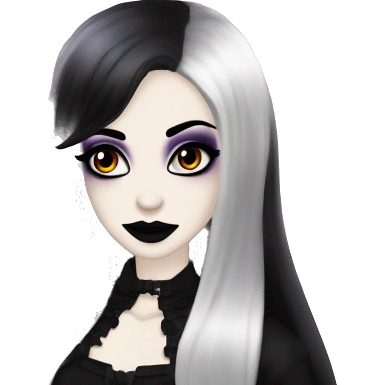 Elissabat -long-hair-dark-black-and-black-vampire-goth-makeup-pinkeyes-romanticgothcloses- emoji