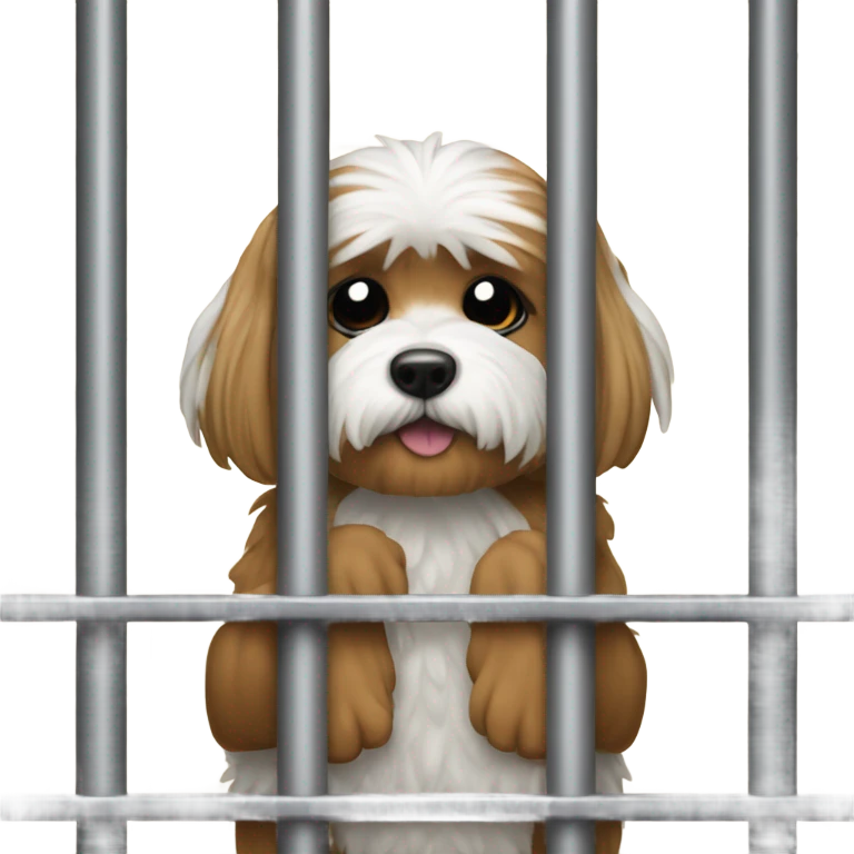 shitzu with peanut butter on its ears in a jail cell emoji