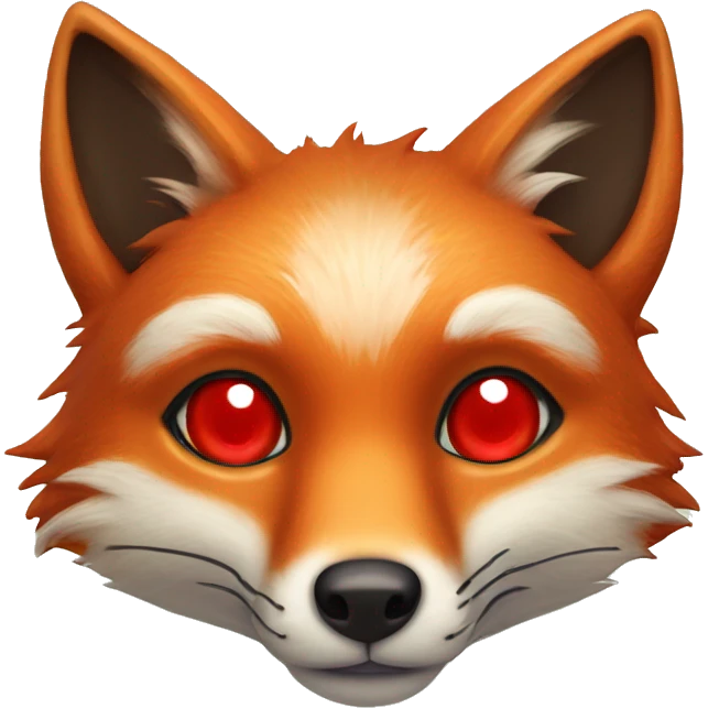 deep lush red fox face with tiny red heart instead of eyes emoji