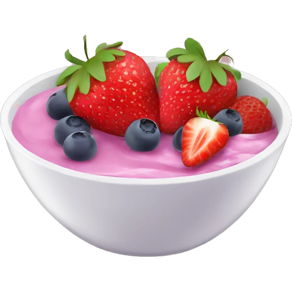 fruit yogurt bowl with strawberries and grapes emoji