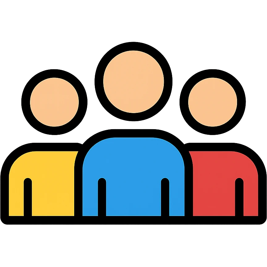 group of people, color outline icon style, friendly and modern emoji