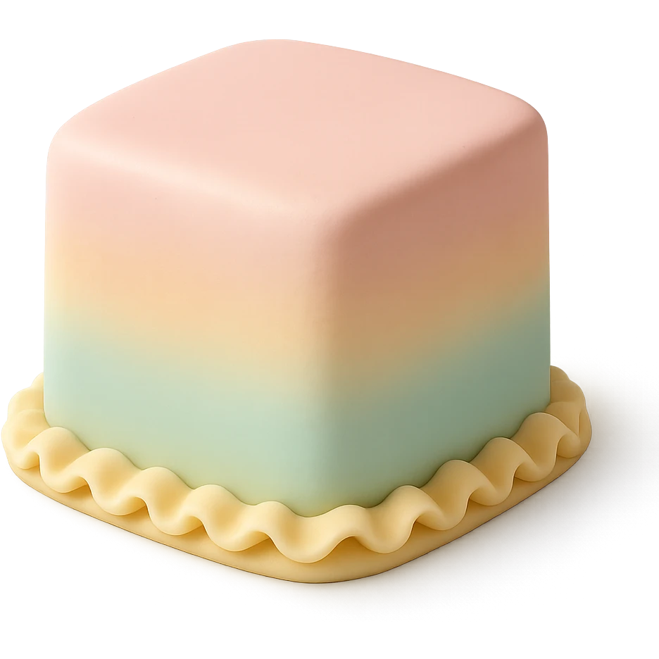 square fondant cake with pastel ombre emoji