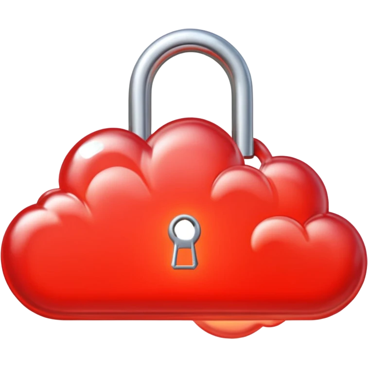 a red glowing cloud with a padlock emoji