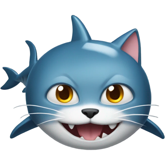 cat with a shark hat emoji