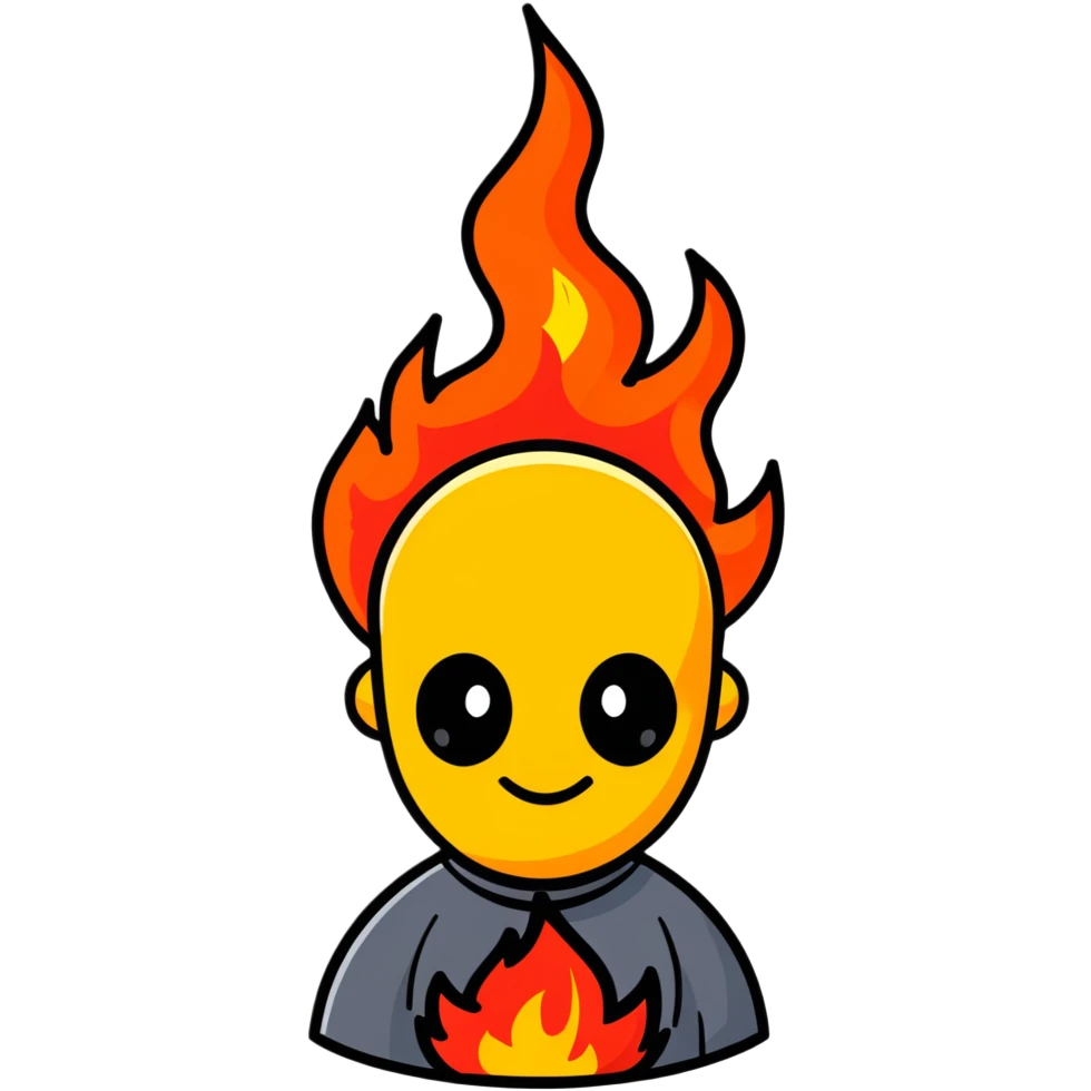 head with fire, expressionless face emoji