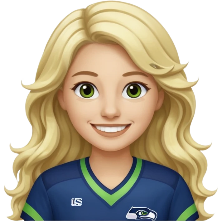 Long wavy blonde hair seahawks fan female emoji
