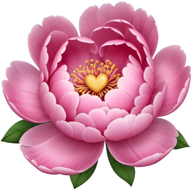 Peony of soft pink color with a heart emoji