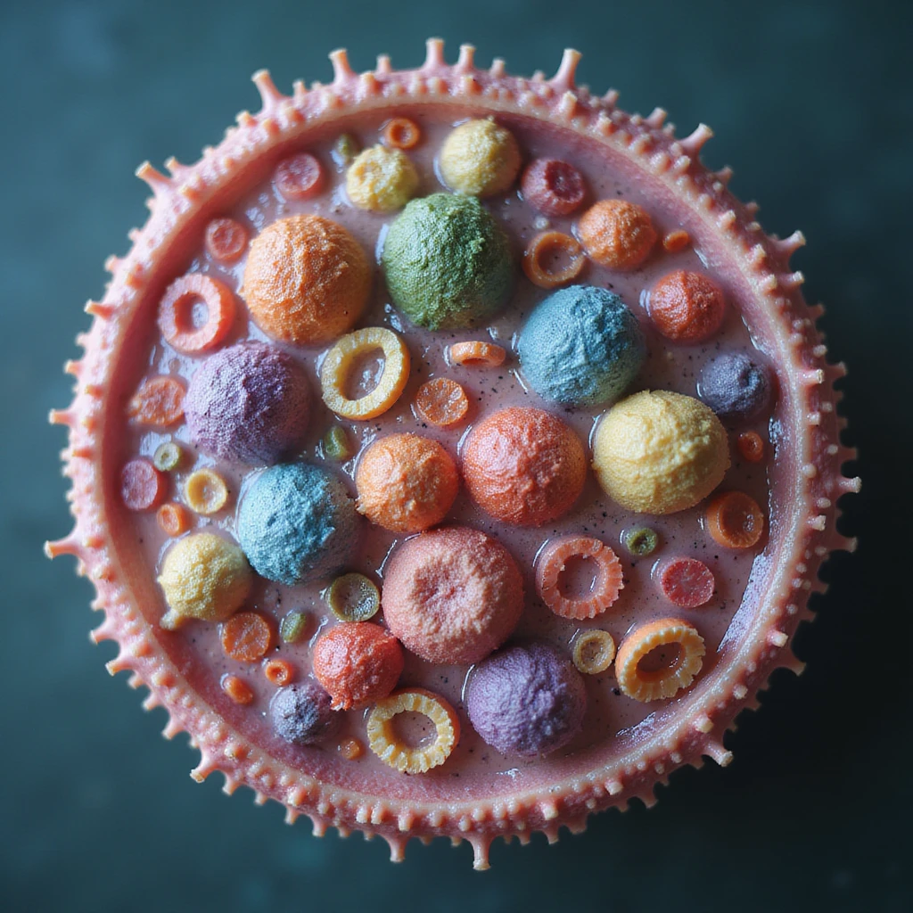 realistic bacteria cross-section, organelles and textures, educational style, photorealistic emoji