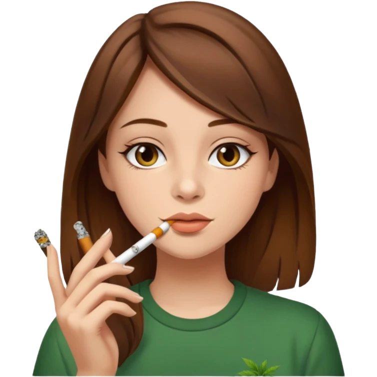 Brown hair girl smoking weed emoji