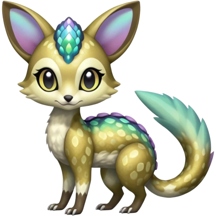 Shiny furry scaley Meloetta-Vernid-Trico-Genet-Pokémon-Fakémon-hybrid-fusion-creature emoji