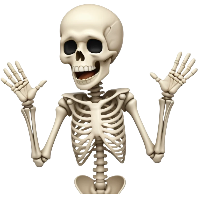 Very White Skeleton Rick Astley screaming, but he’s losing some of the parts of his face, he still has his clothes on, but is also missing scraps of that too, and the background is pitch black emoji