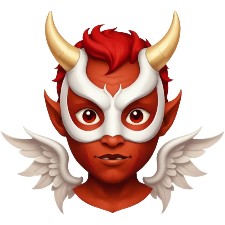 Devil wearing angel mask emoji