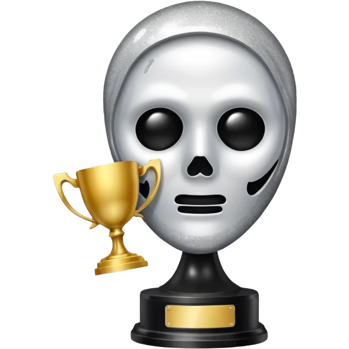 glitter trofeu com a cara do ghostface branco emoji