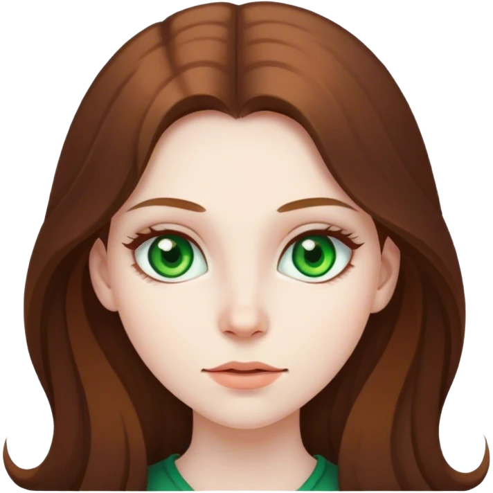 girl pale skin long brown hair green eyes emoji