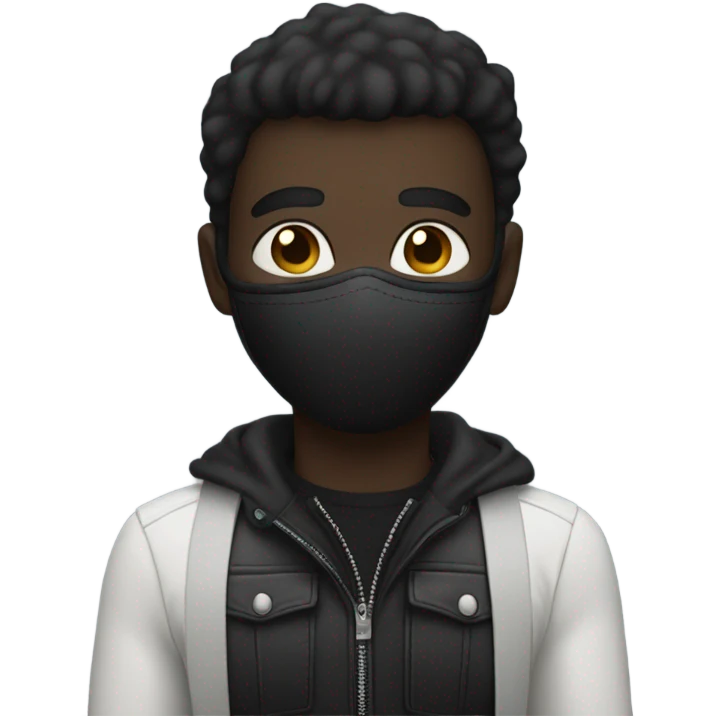 male, tall, black face mask, white skin, combat boots, emoji