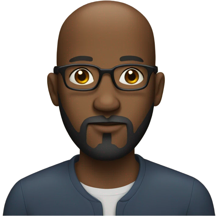black man with a bald head, glasses, a beard, and a goatee hands over his face. emoji