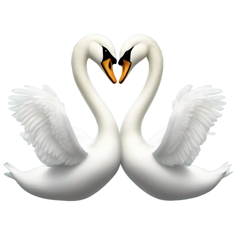 White swans making heart emoji