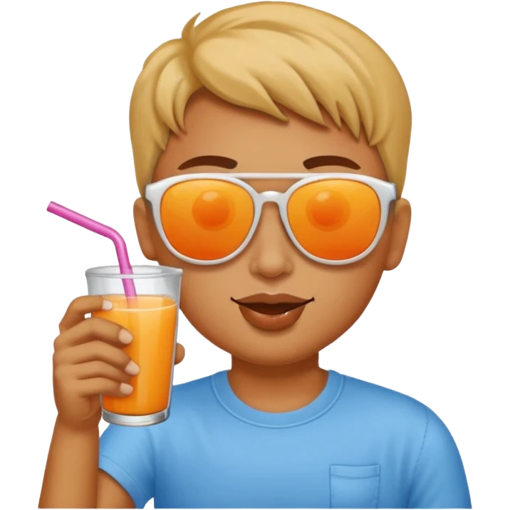 Sun is wearing sunglasses and drinking juice with stra emoji