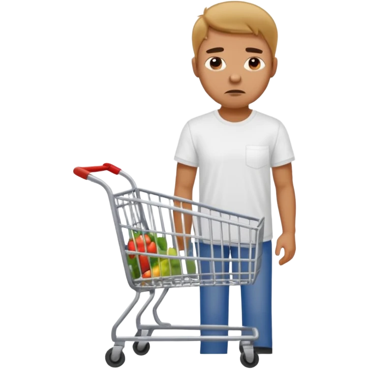 A man with an empty supermarket cart emoji