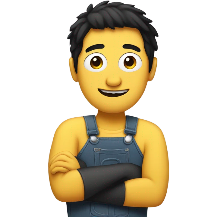 black hair men with skin hugging a minion  emoji