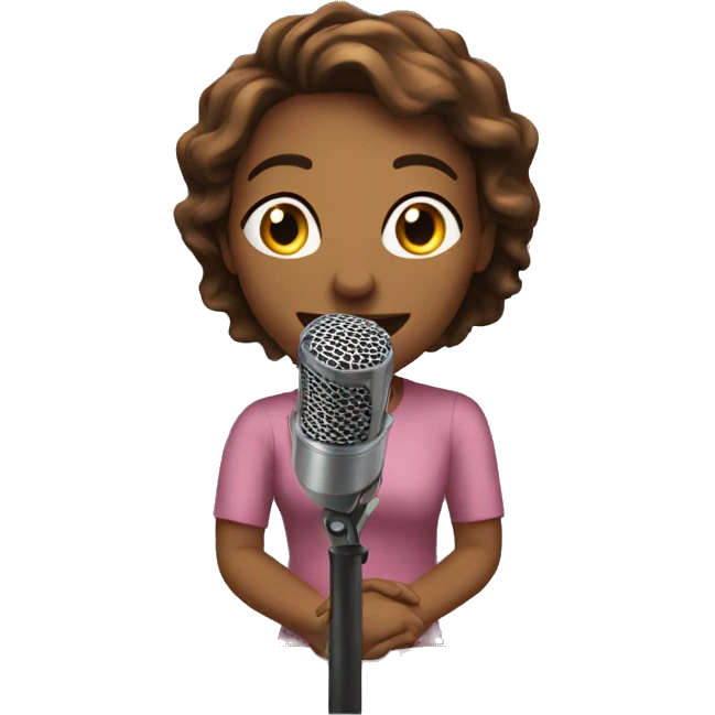 woman recording voice over emoji