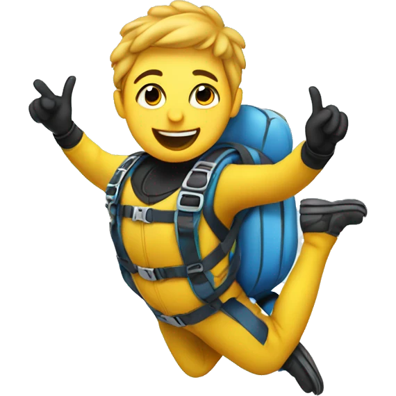 Person skydiving giving a peace sign emoji