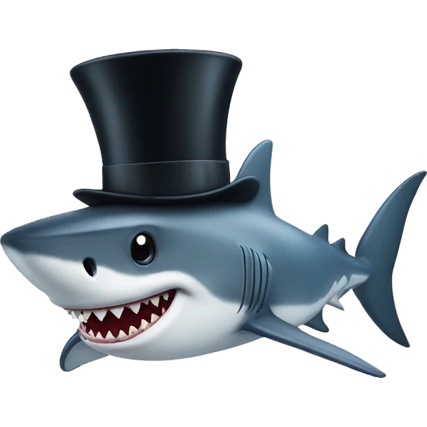 Shark with a top hat emoji