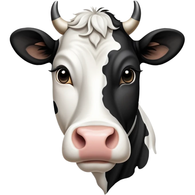 cinematic-noble-black-and-white-cow-portrait-emoji,-poised-and-regal,-with-a-large,-sturdy-build-and-a-beautifully-patterned-hide-of-rich-black-accented-by-crisp-white-patches,-deep-set-soulful-brown-eyes,-simplified-yet-sharp-and-sophisticated emoji