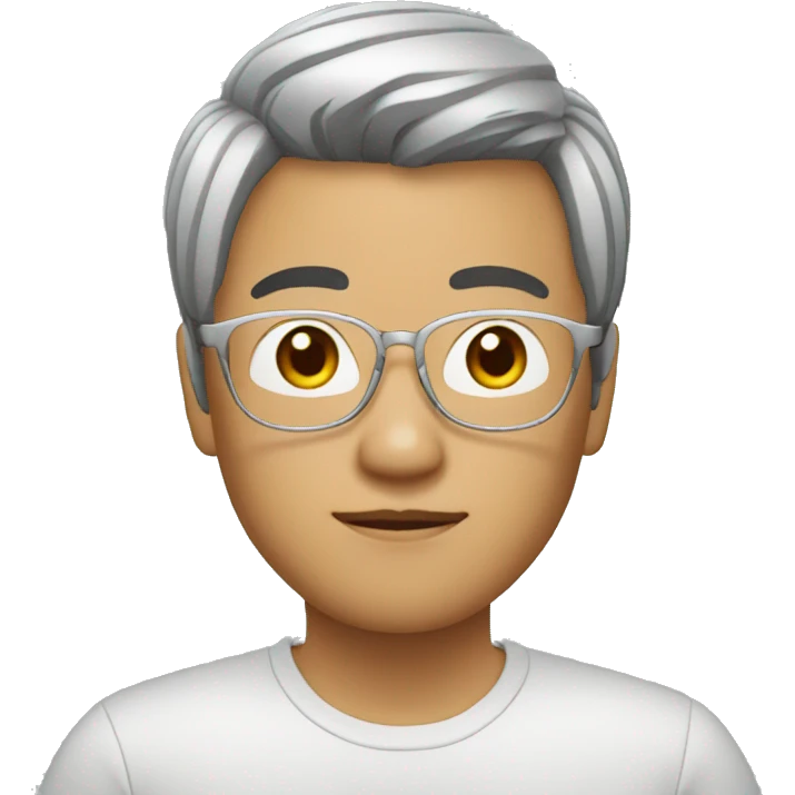 asian person medium shot hair wearing silver glasses emoji