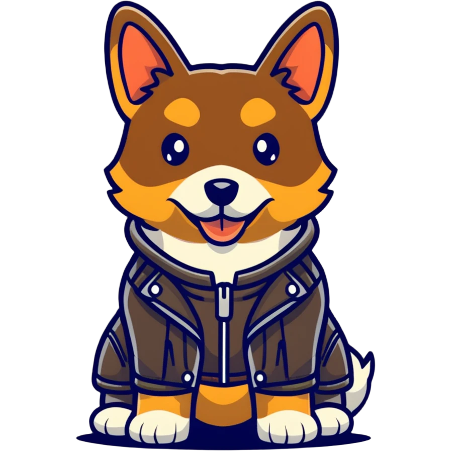 cool dog wearing leather jacket emoji