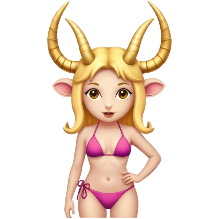 Aries animal with golden horns wearing a bikini emoji
