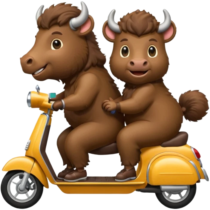 Two bisons riding a scooter  emoji