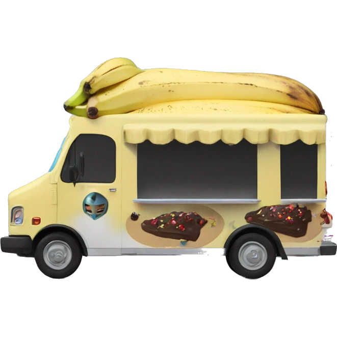 Side view mandalorian 20 foot long banana split Ice Cream Truck  emoji
