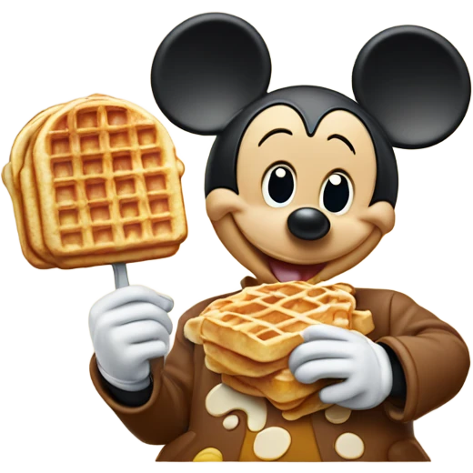 Happy Mickey Mouse eating waffles with syrup  emoji