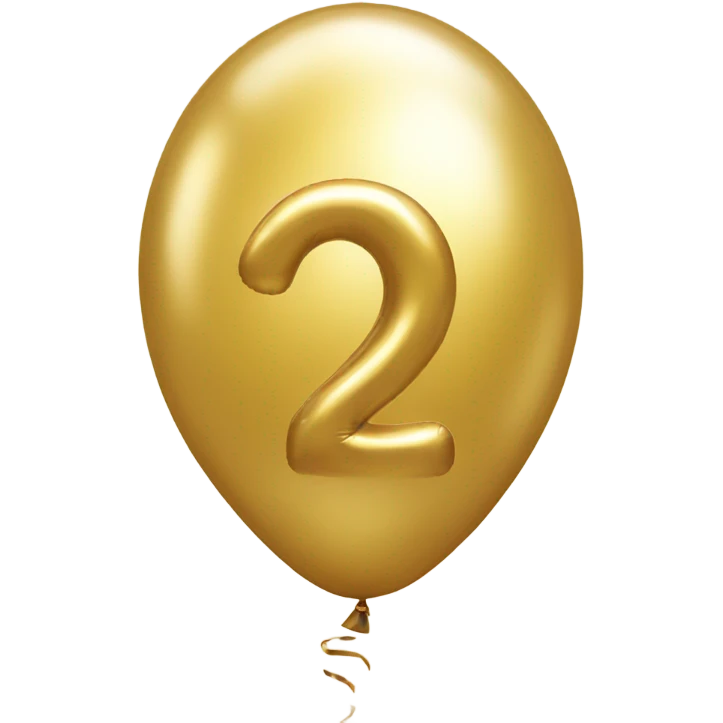 gold the number 2 shiny balloon emoji