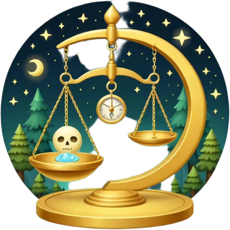 forest alchemist weighing tiny moon on golden scale emoji