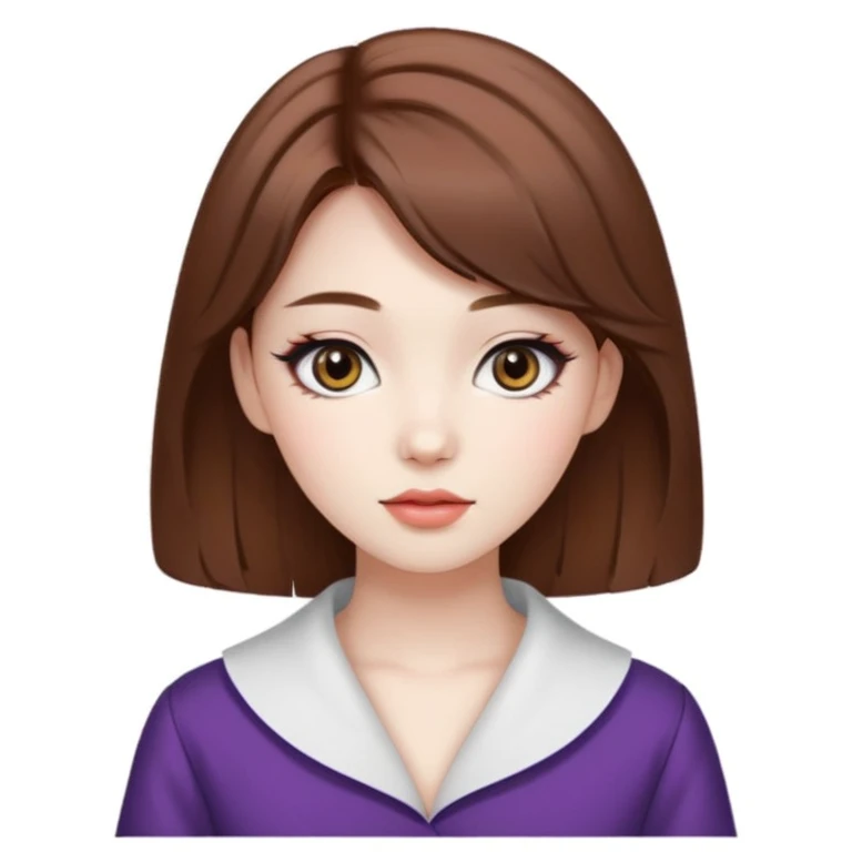 Pale girl with brown hair and Korean makeup and coquette clothing emoji