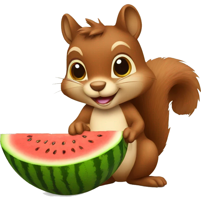 A brown squirrel holding a watermelons  emoji