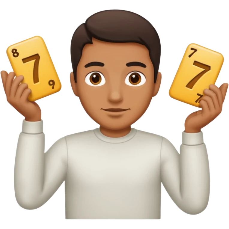 Man holding 6 7 emoji