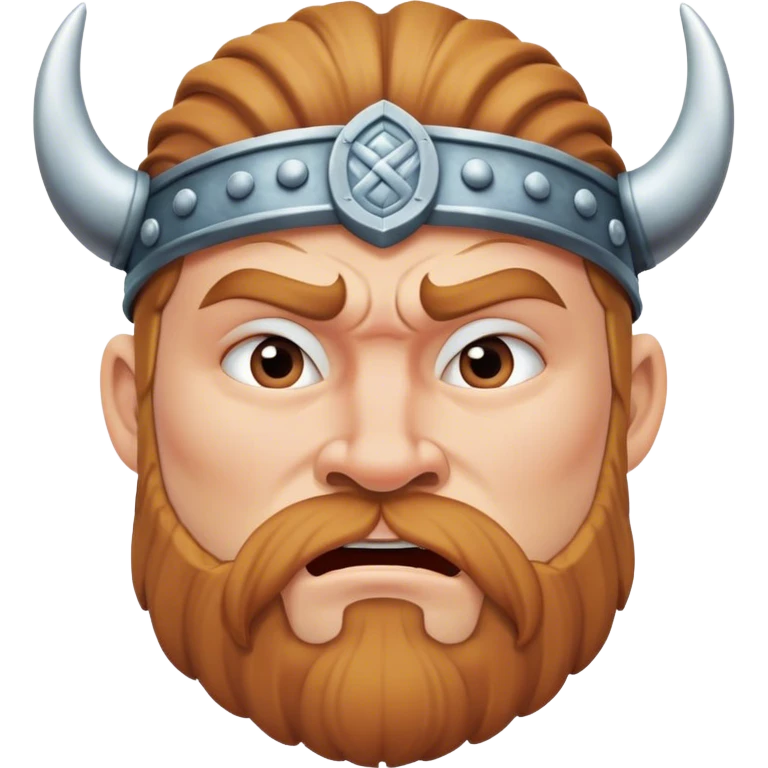 surprised viking face with furrowed brows, looking up with hand on chin. emoji