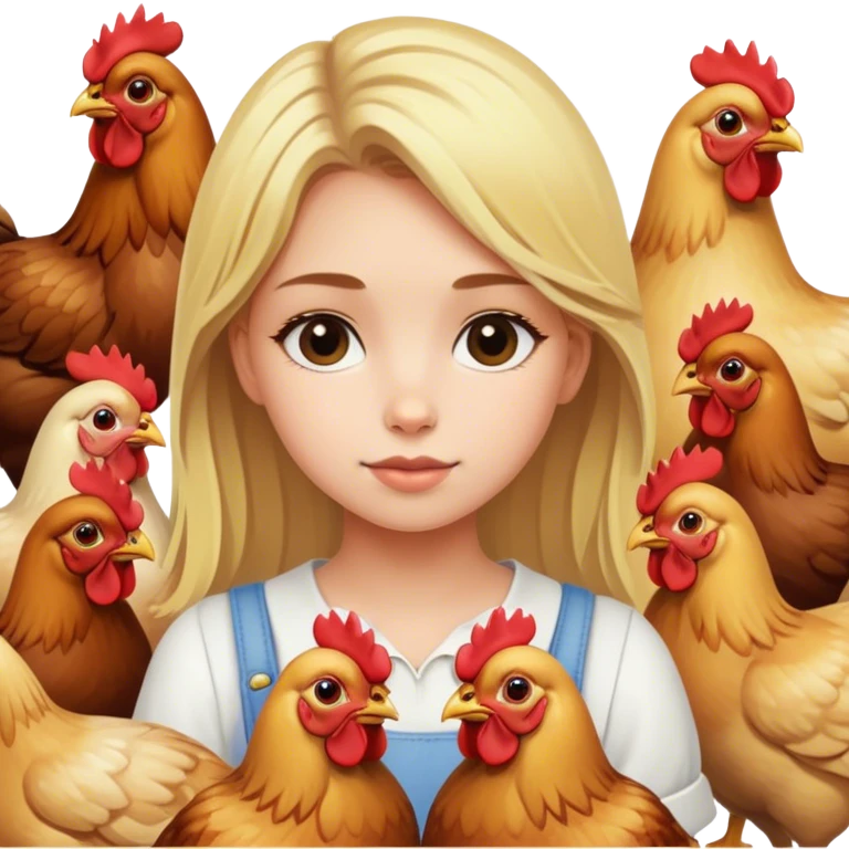 Blonde hair girl with chickens emoji