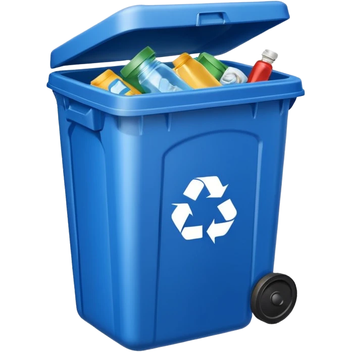 blue recycling bin with lid closed emoji