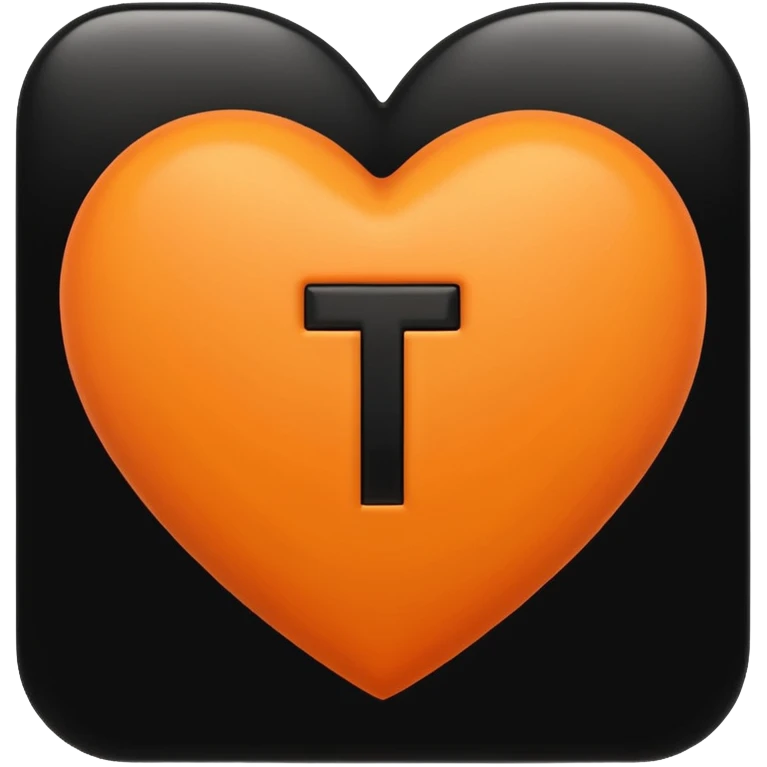 orange heart with the letter T in black in the centre emoji