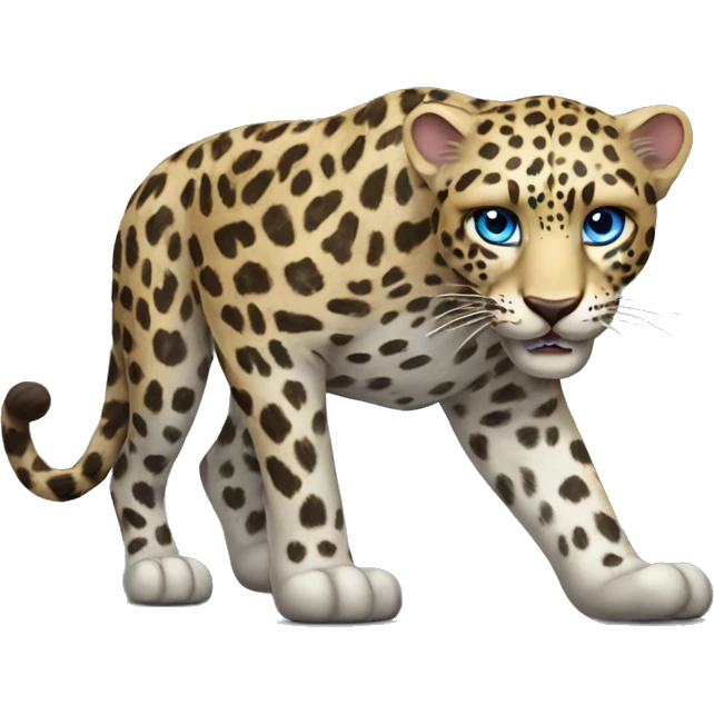 blue eyed leopard, ferocious full body emoji