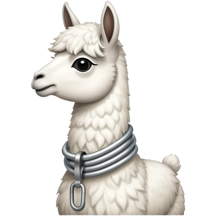 whitellama with a steel resilient coil around the neck emoji