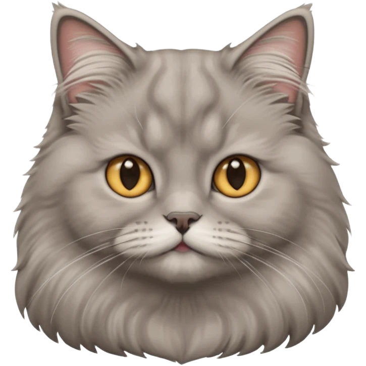 graue fluffige katze brittisch lang haar katze keine falten auf der stirn graue nase süß emoji