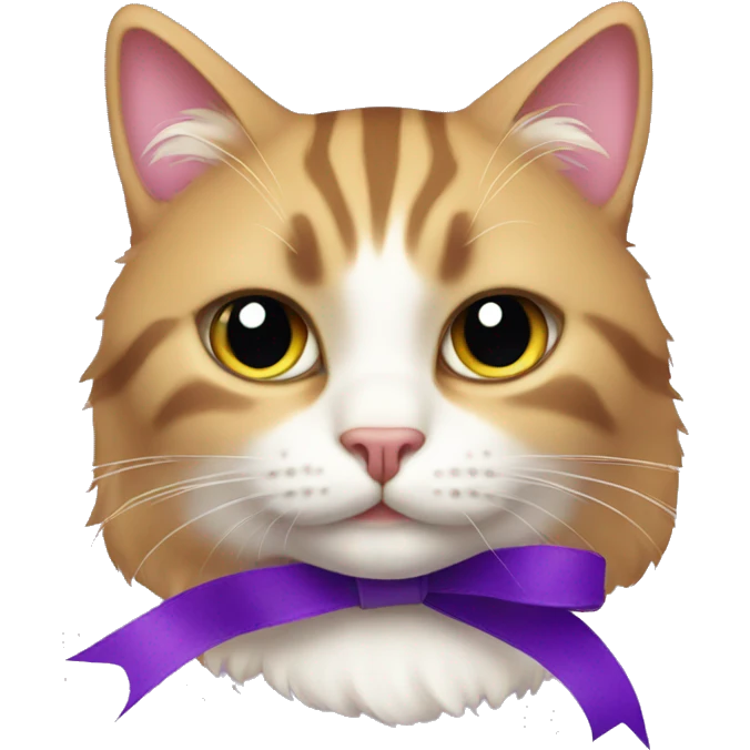 Cat with purple ribbon emoji