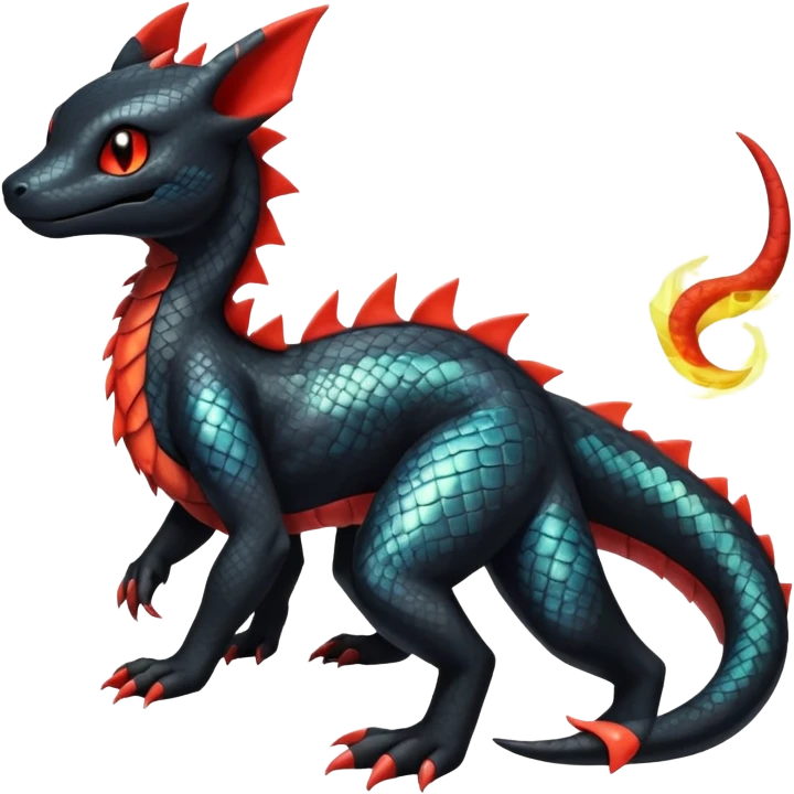 Shiny Salandit-Umbreon-Charmeleon-Fakémon-hybrid-creature (full body)  emoji
